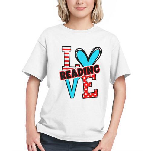 I Heart Books Love Reading Red And Stripe Animated Cat For Men Women Girls Kids Graphic Youth - Bookorys CA