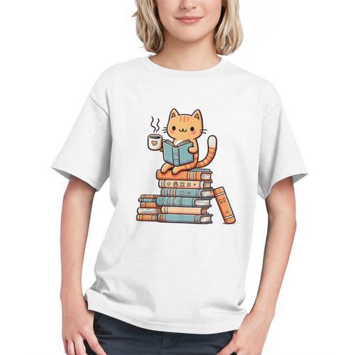 Kawaii Cat Coffee Books Teacher Men Women Girls Kids Graphic Youth - Bookorys AU