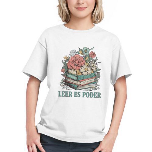 Leer ES Poder Cute Floral Spanish Teacher Book Reading Graphic Youth - Bookorys