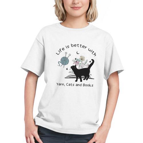 Life Is Better With Yarn Cats And Books Graphic Youth - Bookorys