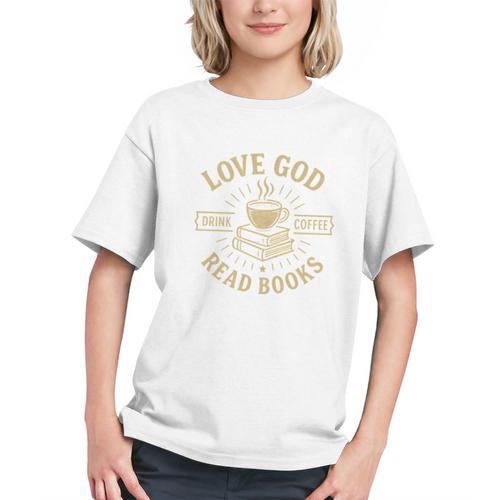 Love God Drink Coffee Read Books Lovers Vintage Christian Graphic Youth - Bookorys CA