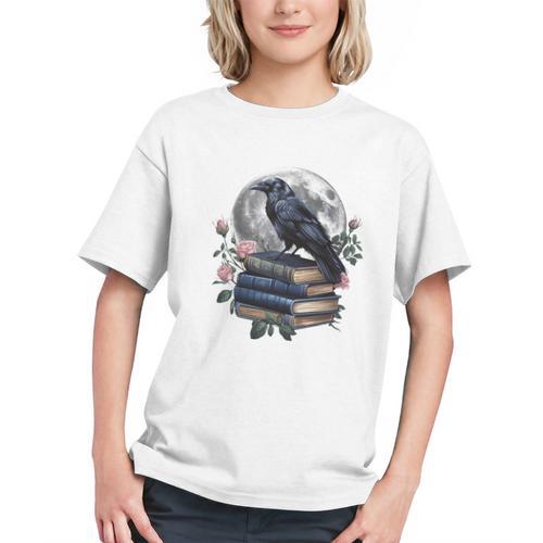 Raven Nature Art Crow Moon Book Cottagecore Botanical Flower Graphic Youth - Bookorys CA