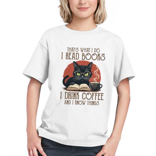 i Read Books And i Know Things Cat Reading Coffee Graphic Youth - Bookorys