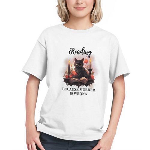 Reading Because Murder Is Wrong Books And Cats Book Lovers Graphic Youth - Bookorys