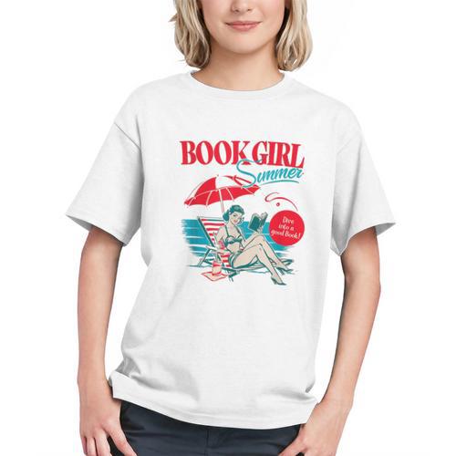 Retro Book Girl Summer For Women Beach Reading Graphic Youth - Bookorys