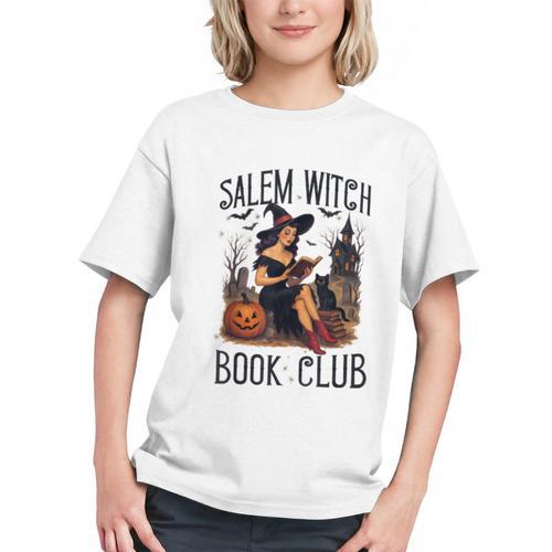 Salem Witch Book Club Bookish Retro Halloween Cat Graphic Youth - Bookorys