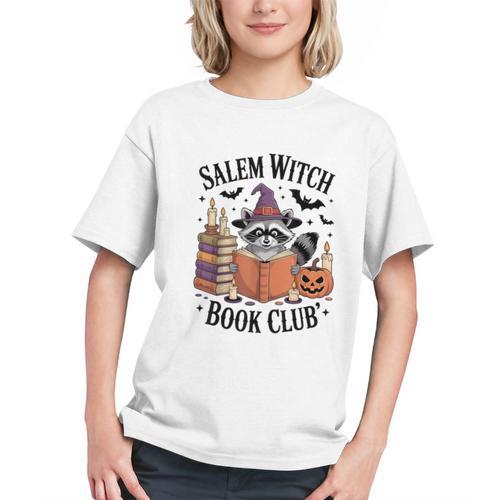 Salem WItch Book Club Halloween Raccoon Witch Reading Book Graphic Youth - Bookorys