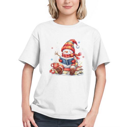 Snowman Reading Books Lovers Christmas Librarian Bookworm Graphic Youth - Bookorys