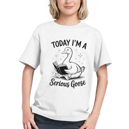 Today I'm A Serious Goose Animal Reading Book Lovers Graphic Youth - Bookorys