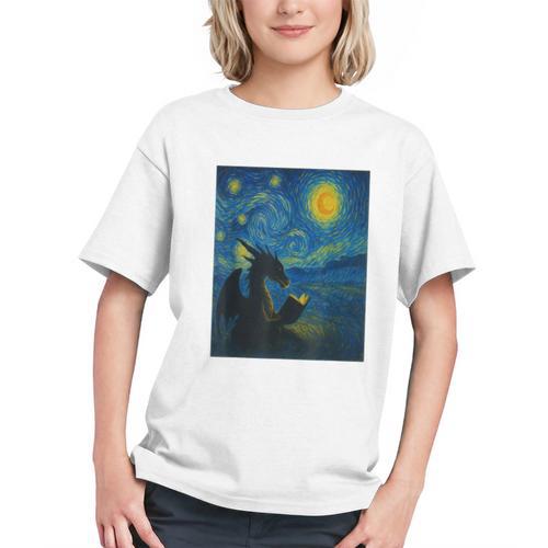 Van Gogh Starry Night Fantasy Reader Dragon Reading Book Graphic Youth - Bookorys UK
