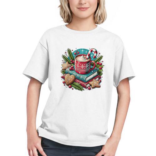 Vintage Cozy Winter Hot Cocoa Books Gingerbread Book Lovers Graphic Youth - Bookorys