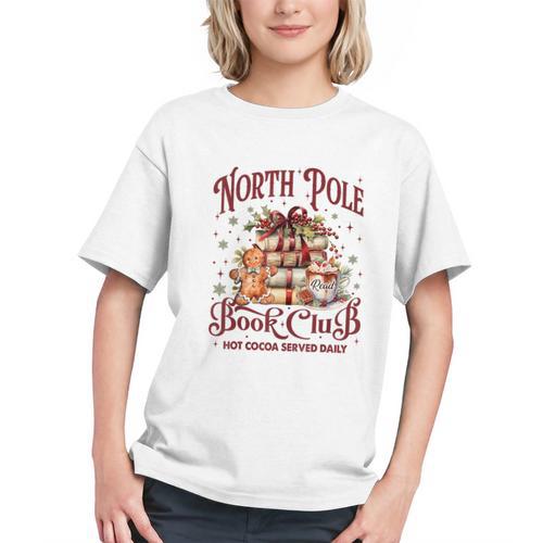 Vintage Retro North Pole Book Club Hot Cocoa Graphic Youth - Bookorys