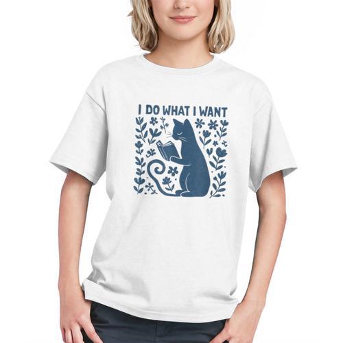 I Do What I Want Cat Reading Book Boho Flowers Vintage Graphic Youth - Bookorys