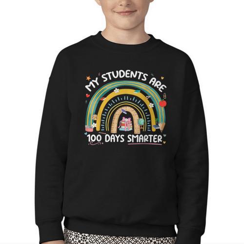 100th Day Of School Teachers Students Women Floral Books Youth Crewneck Sweatshirt - Bookorys CA