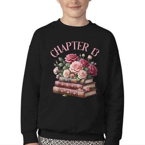 13th Birthday Chapter 13 Birthday Shirt Girls Book Lover Youth Crewneck Sweatshirt - Bookorys UK