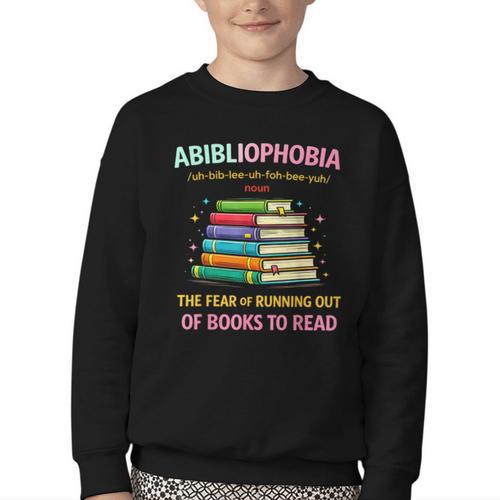 Abibliophobia Book Lovers Graphic Youth Crewneck Sweatshirt - Bookorys DE