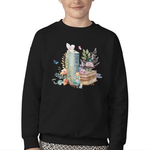 Alice In Wonderland Characters Lewis Carroll Book Lover Youth Crewneck Sweatshirt - Bookorys CA