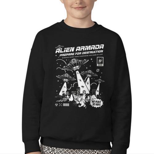 Alien Abduction UFO Lovers Comic Book Style Shirt Youth Crewneck Sweatshirt - Bookorys CA