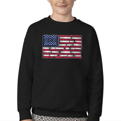 America US Flag Books Library Reading For Book Lover Reader Youth Crewneck Sweatshirt - Bookorys UK