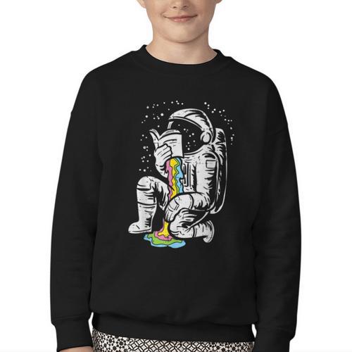 Astronaut Reading Book Space Galaxy Bookworm Men Women Kids Youth Crewneck Sweatshirt - Bookorys CA