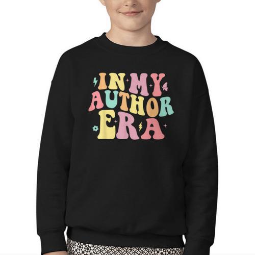 In My Author Era Writer Reading Writing Book Author Youth Crewneck Sweatshirt - Bookorys