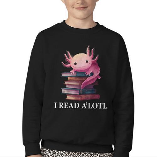 Axolotl Book Lover Librarian Reading Library Readers Youth Crewneck Sweatshirt - Bookorys