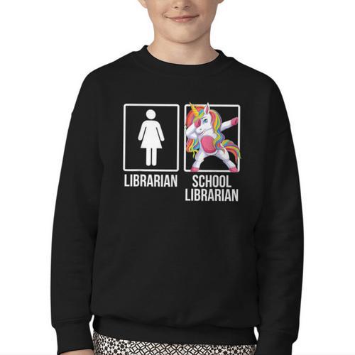 Back To School Library Unicorn Book Lover School Librarian Youth Crewneck Sweatshirt - Bookorys CA