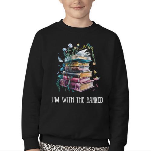 Im With The Banned Book Readers Librarians Read Banned Books Youth Crewneck Sweatshirt - Bookorys