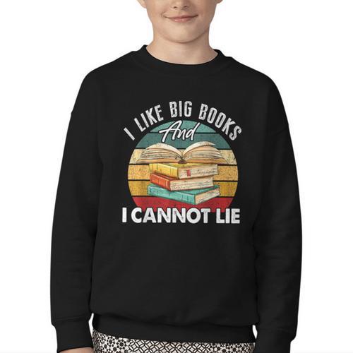I Like Big Books Librarian Reading Teacher Book Lover Youth Crewneck Sweatshirt - Bookorys