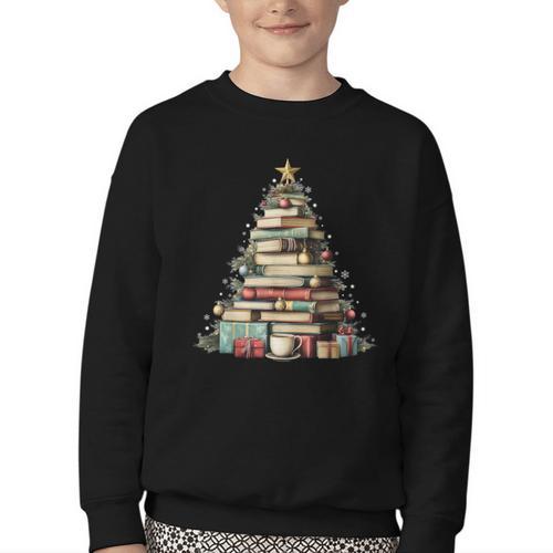 Book Christmas Tree Books Lovers Xmas Teacher Men Women Kids Youth Crewneck Sweatshirt - Bookorys DE