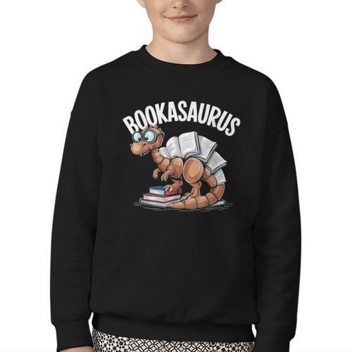 Book Dinosaur T-Rex Bookworm Dino Book Reading Youth Crewneck Sweatshirt - Bookorys AU