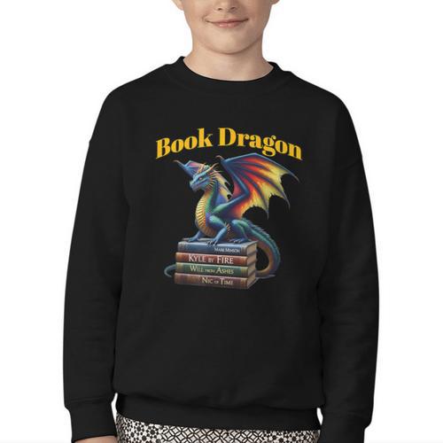 Book Dragon Mark Minson's Books Youth Crewneck Sweatshirt - Bookorys