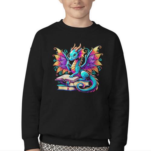 Book Dragon Reading Youth Crewneck Sweatshirt - Bookorys