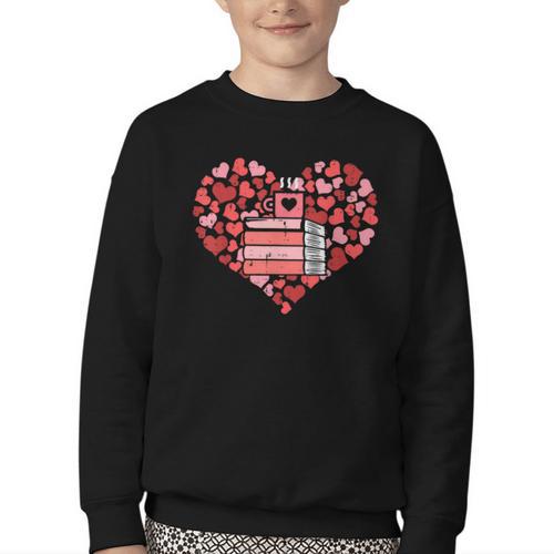 Book Heart Cute Read Book Reading Librarian Across America Youth Crewneck Sweatshirt - Bookorys