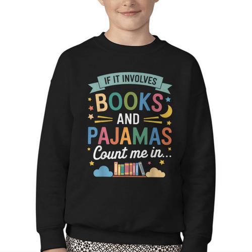 Book Lovers Reading Bedtime Cozy Pajama For Librarians Youth Crewneck Sweatshirt - Bookorys AU