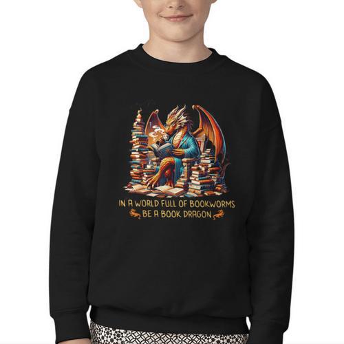 Book Lovers In A World Full Of Bookworms Be A Book Dragon Youth Crewneck Sweatshirt - Bookorys