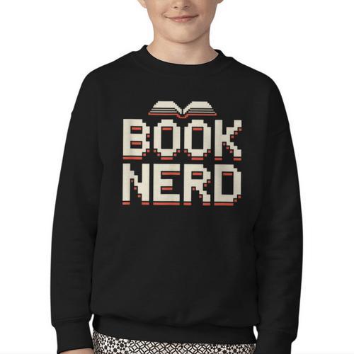 Book Nerd Retro Pixel Reading Librarian Aesthetic Youth Crewneck Sweatshirt - Bookorys
