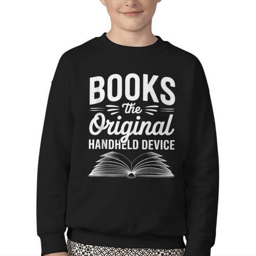 Books The Original Handheld Device Book Reading Youth Crewneck Sweatshirt - Bookorys