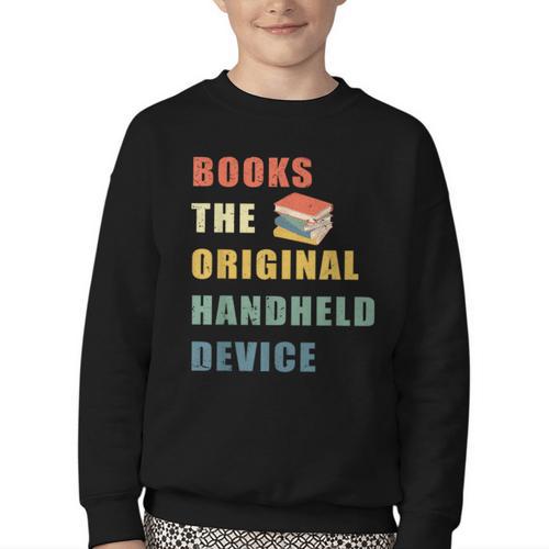 Books The Original Handheld Device Vintage Book Youth Crewneck Sweatshirt - Bookorys DE