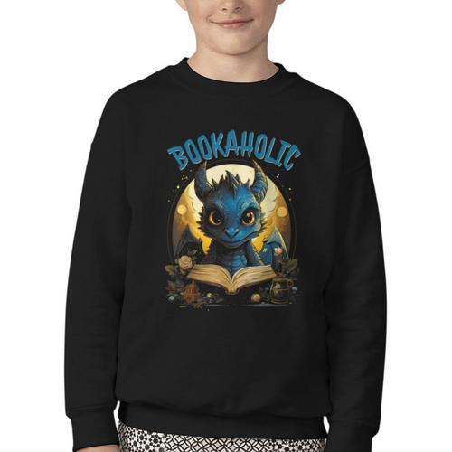 Books Quote Bookaholic Dragon Bookish Reading Youth Crewneck Sweatshirt - Bookorys