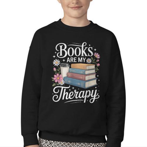Books Are My Therapy Reading Lover Cozy Environment Youth Crewneck Sweatshirt - Bookorys AU