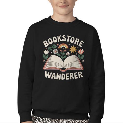 Bookstore Wanderers Retro Women Book Lovers Youth Crewneck Sweatshirt - Bookorys