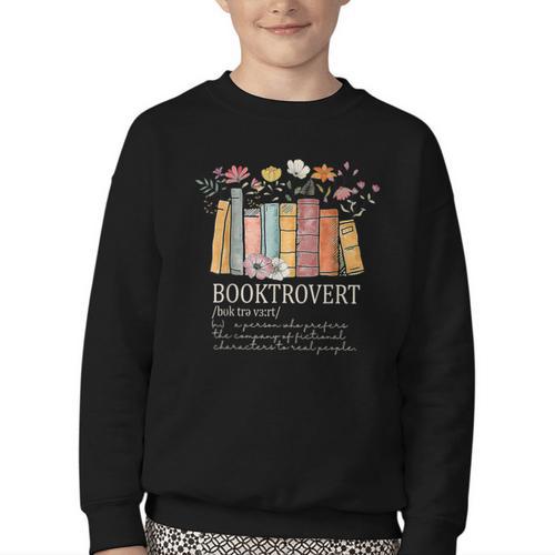 Booktrovert Cozy Book Lover Book Nerd Literary Humor Youth Crewneck Sweatshirt - Bookorys
