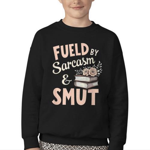 Bookworm Fueled By Sarcasm And Smut Book Reading Youth Crewneck Sweatshirt - Bookorys