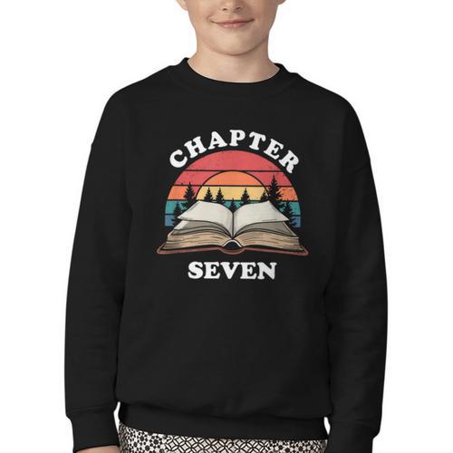 Chapter Seven Book Reading 7th Birthday 7 Year Old Youth Crewneck Sweatshirt - Bookorys CA