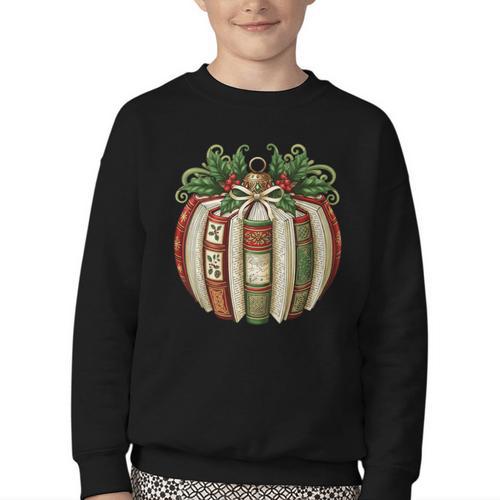 Christmas Book Ornament Bookworm Book Lover Men Women Youth Crewneck Sweatshirt - Bookorys AU