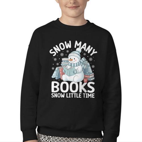 Christmas Reading Snowman So Many Books Men Women Kids Youth Crewneck Sweatshirt - Bookorys CA
