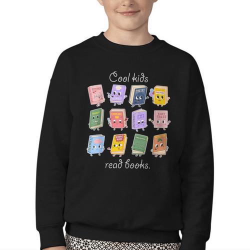 Cool Kids Read Books School Librarian Reading Teacher Youth Crewneck Sweatshirt - Bookorys