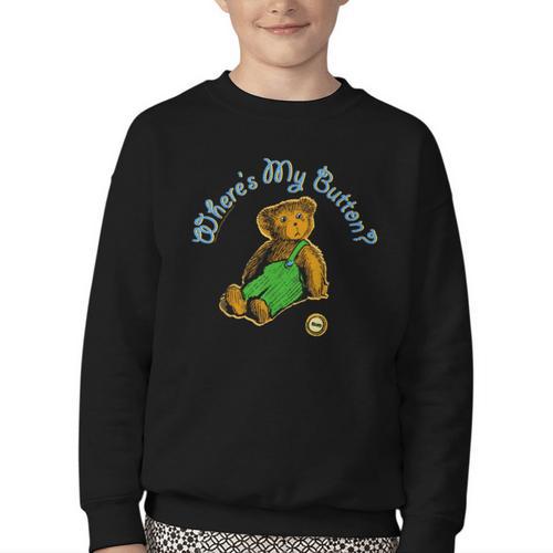 Corduroy Where's My Button Teddy Bear Retro Children's Book Youth Crewneck Sweatshirt - Bookorys DE