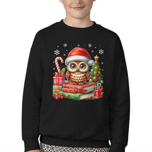 Cottagecore Owl Witch Hat On Book Pumpkin Christmas Costume Youth Crewneck Sweatshirt - Bookorys